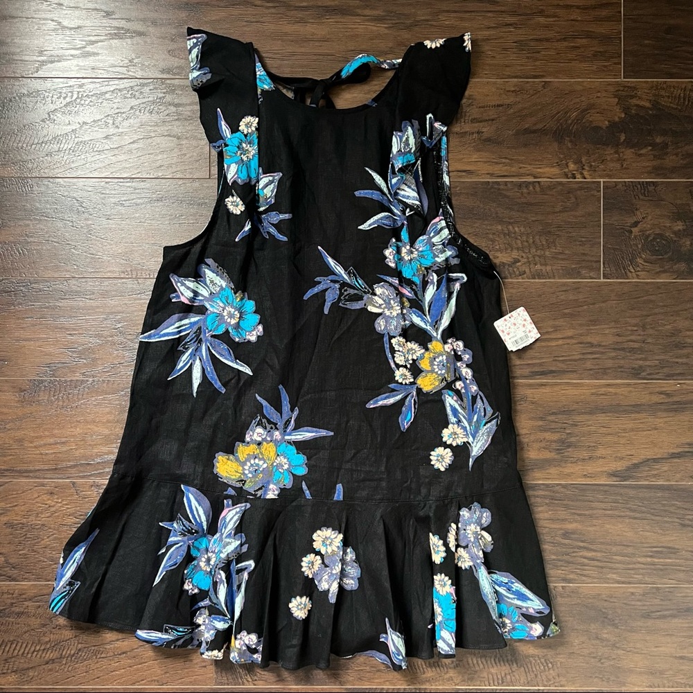 Free People Black Floral Mini Dress Size Small NWT